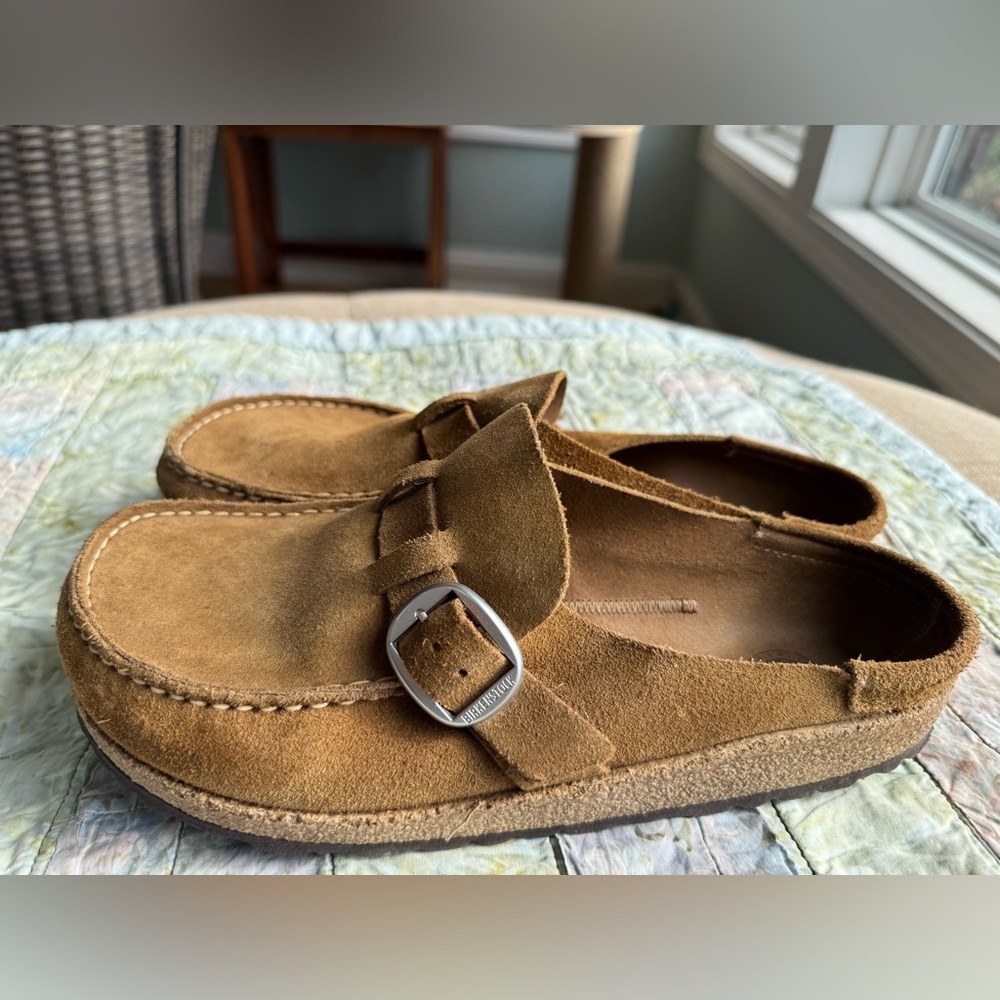 Birkenstock Buckley Suede Loafers with Silver Buckle size 39EU